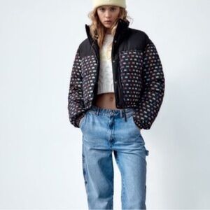 Zara reversible space invaders puffer jacket